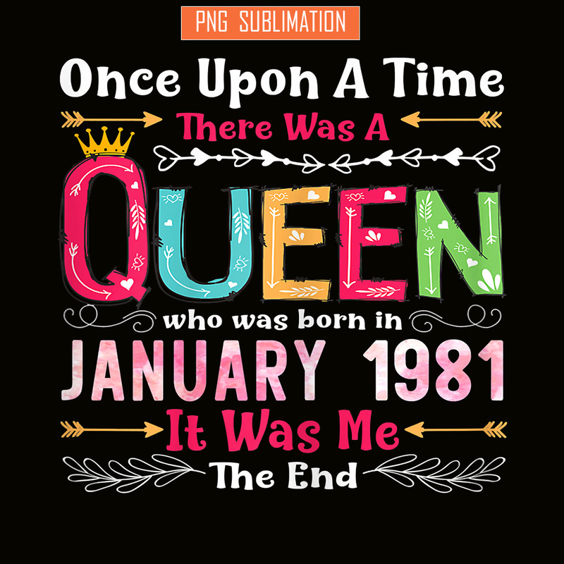 QUE30102341-Queen Was Born In January 1981 PNG, Happy Birthday PNG, Birthday Queen PNG.png