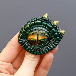 Dragon's Eye Polymer Clay Brooch - In stock!