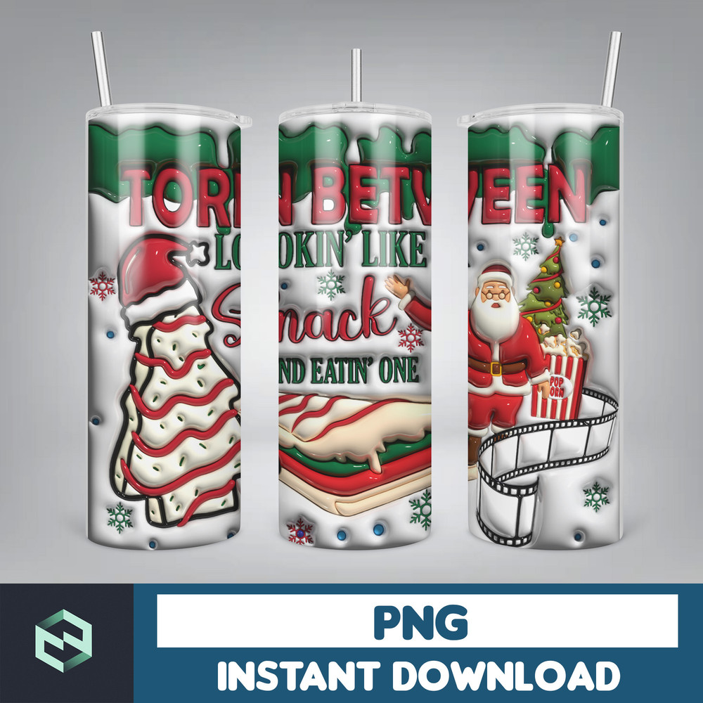 3D Christmas Tumbler Sublimation, 20oz Skinny Tumbler Wrap, Cartoon Funny Christmas Design Tumbler PNG (8).jpg