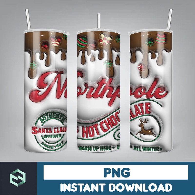 3D Inflated Christmas Tumbler Wrap Design Download PNG, 20 Oz Digital Tumbler Wrap PNG Digital Download (4).jpg