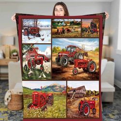 tractor this is a farmall for son, grandson fleece sherpa blanket, christmas blanket, tractor birthday gift, tractor thr