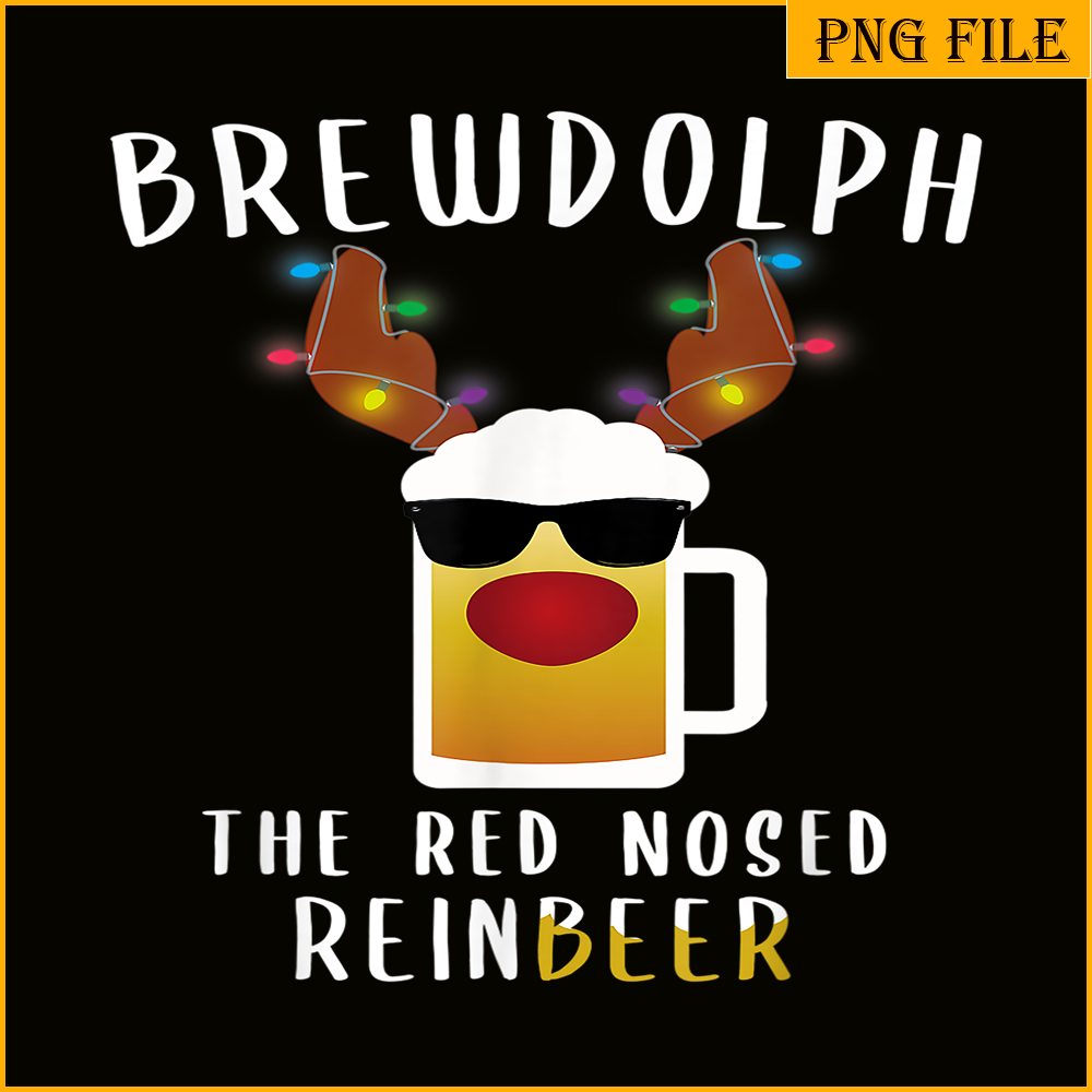 BEER28102368-Brewdolph PNG The Red Nosed Reinbeer PNG Funny Christmas Gift For Beer Lover PNG.png