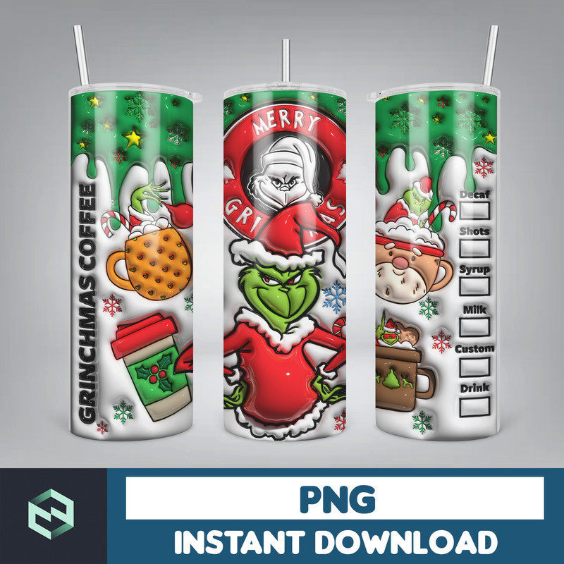 3D Inflated Christmas Tumbler Wrap Design Download PNG, 20 Oz Digital Tumbler Wrap PNG Digital Download (52).jpg
