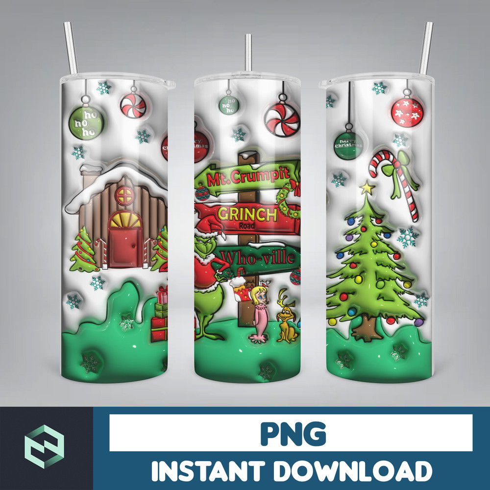 3D Inflated Christmas Tumbler Wrap Design Download PNG, 20 Oz Digital Tumbler Wrap PNG Digital Download (8).jpg