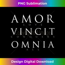 womens inspiring latin quote amor vincit omnia (love conquers all) v-neck - contemporary png sublimation design - channel your creative rebel