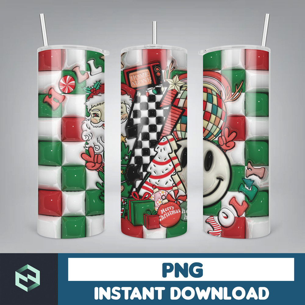 3D Inflated Christmas Tumbler Wrap Design Download PNG, 20 Oz Digital Tumbler Wrap PNG Instant Download (20).jpg