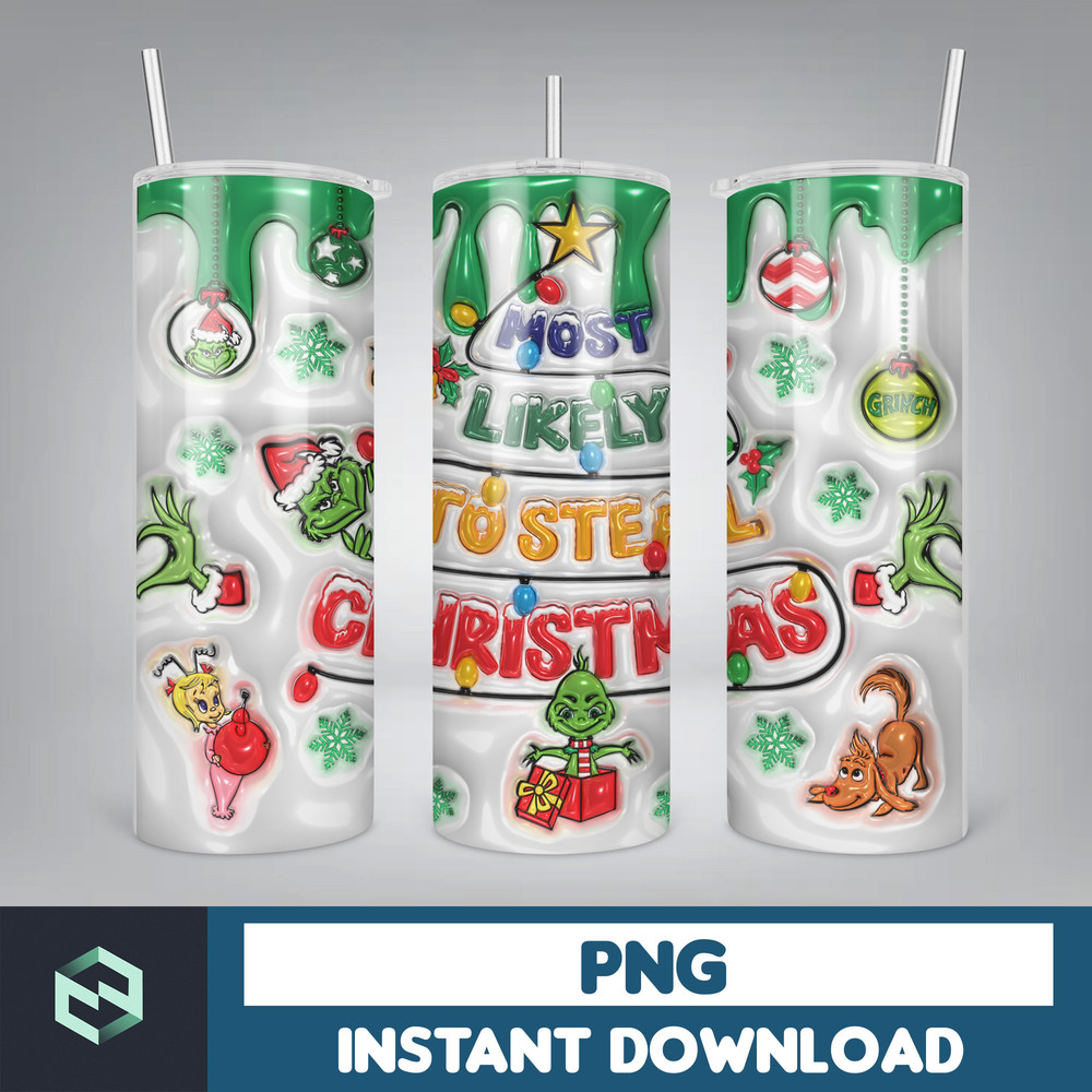 3D Inflated Christmas Tumbler Wrap Design Download PNG, 20 Oz Digital Tumbler Wrap PNG Instant Download (24).jpg