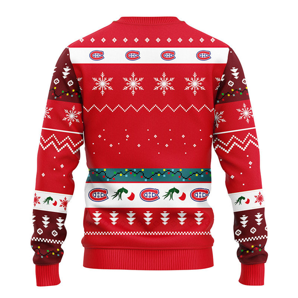 NHL Montreal Canadians 12 Grinch Ugly Hoodie 3D Zip Hoodie 3D Ugly Christmas Sweater 3D Fleece Hoodie