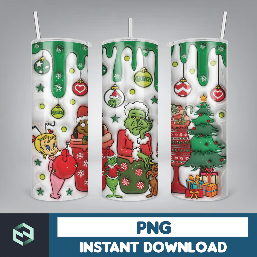 3D Inflated Christmas Tumbler Wrap Design Download PNG, 20 Oz Digital Tumbler Wrap PNG Instant Download (3).jpg