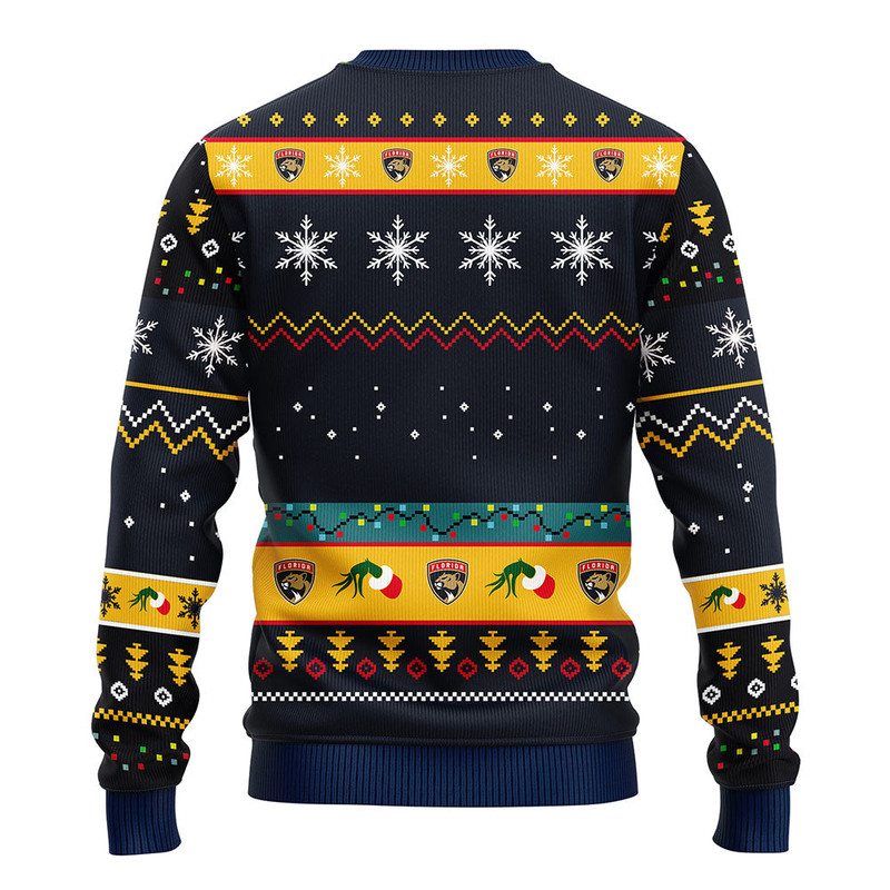 NHL Florida Panthers 12 Grinch Ugly Hoodie 3D Zip Hoodie 3D Ugly Christmas Sweater 3D Fleece Hoodie