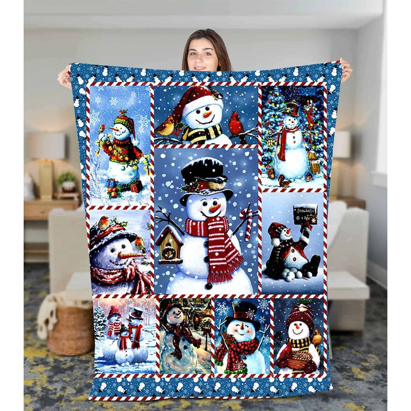 Blanket for Christmas Snowman Merry And Bright Home Decor Fleece Sherpa Blanket, Christmas Blanket, Christmas trees gift, Snowman gift.jpg