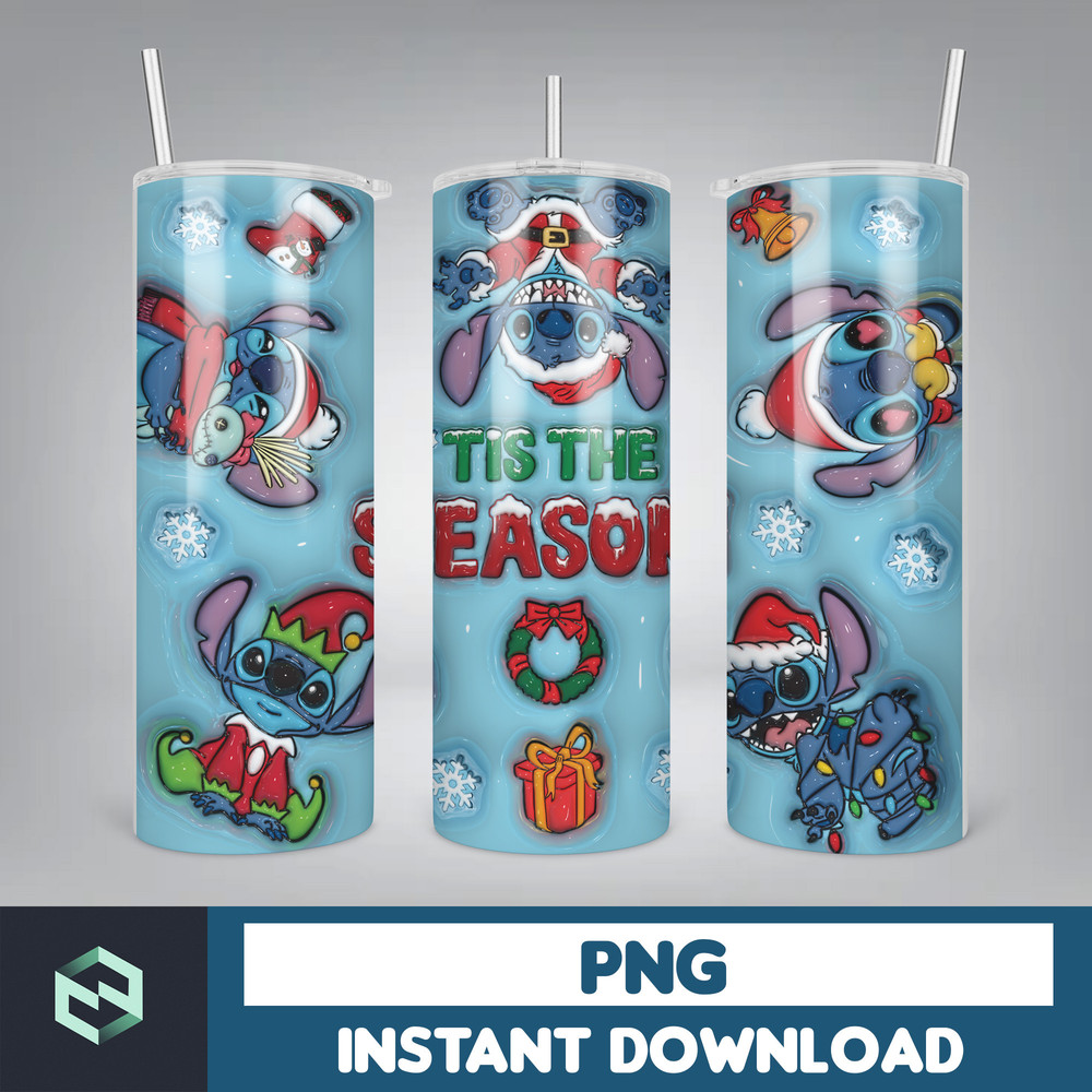 3D Inflated Christmas Tumbler Wrap Design Download PNG, 20 Oz Digital Tumbler Wrap PNG Instant Download (34).jpg