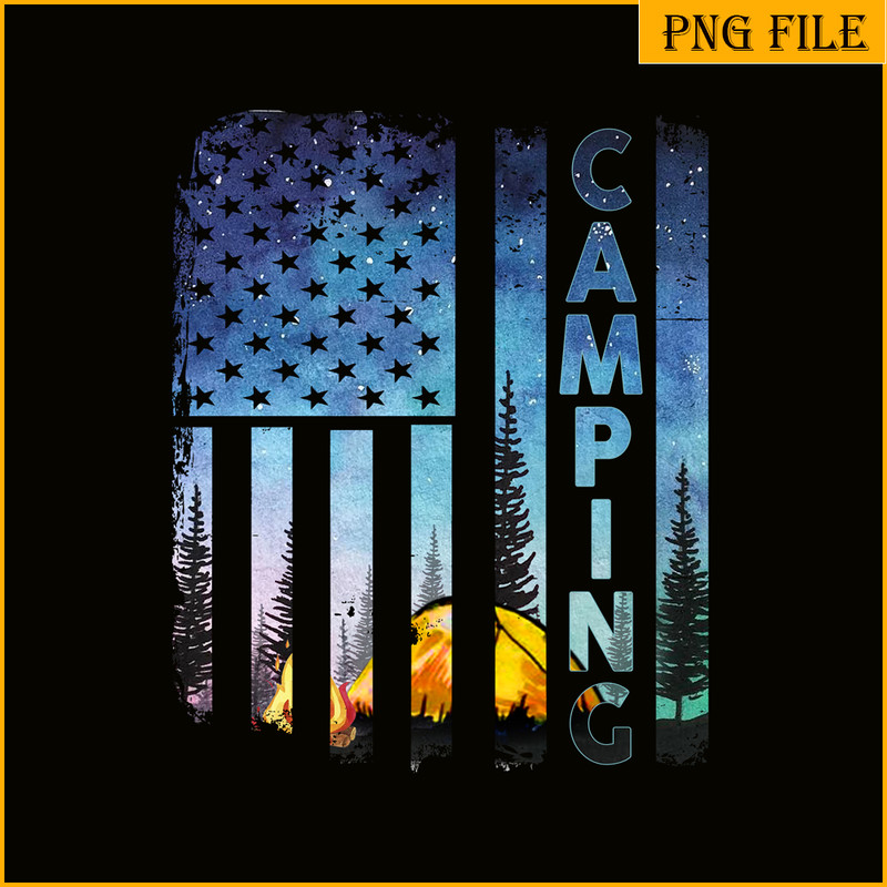 CAMP07112384-Us Flag PNG Camping PNG Design An American Flag With A Camping Scene PNG.png