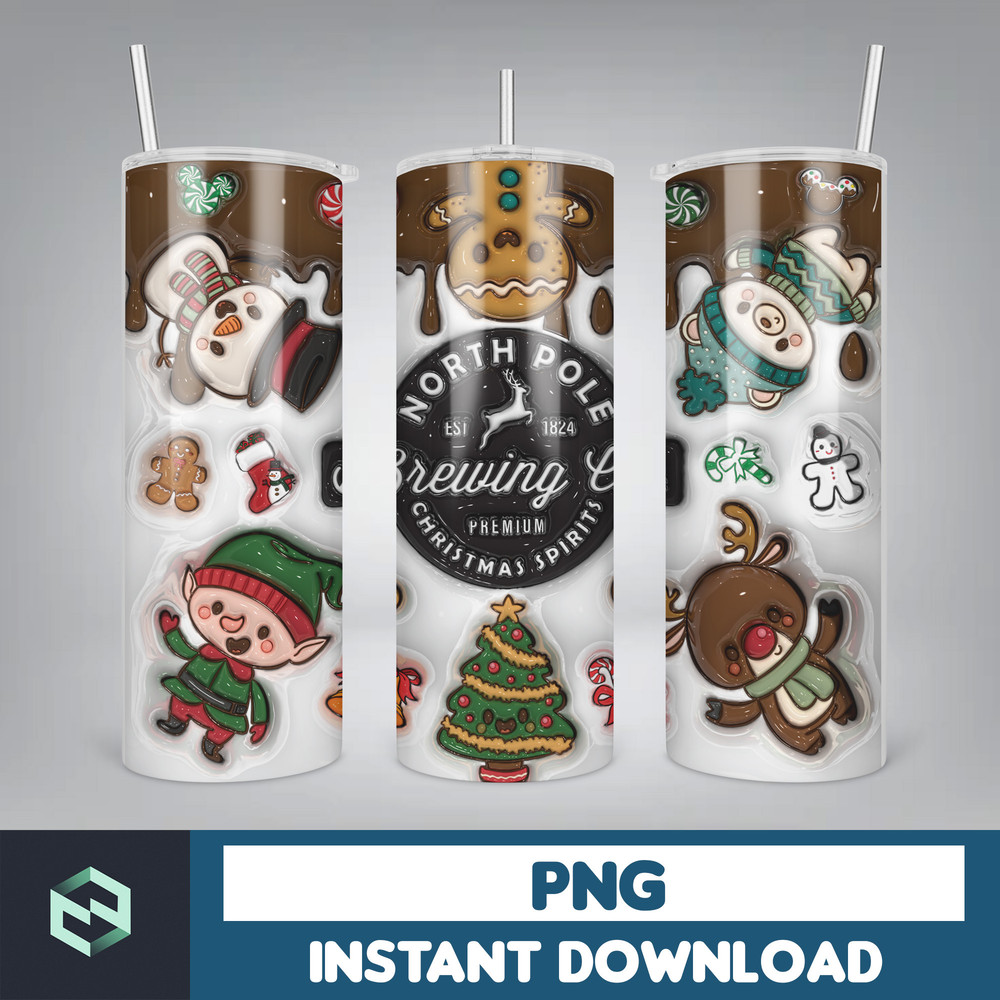 3D Inflated Christmas Tumbler Wrap Design Download PNG, 20 Oz Digital Tumbler Wrap PNG Instant Download (38).jpg