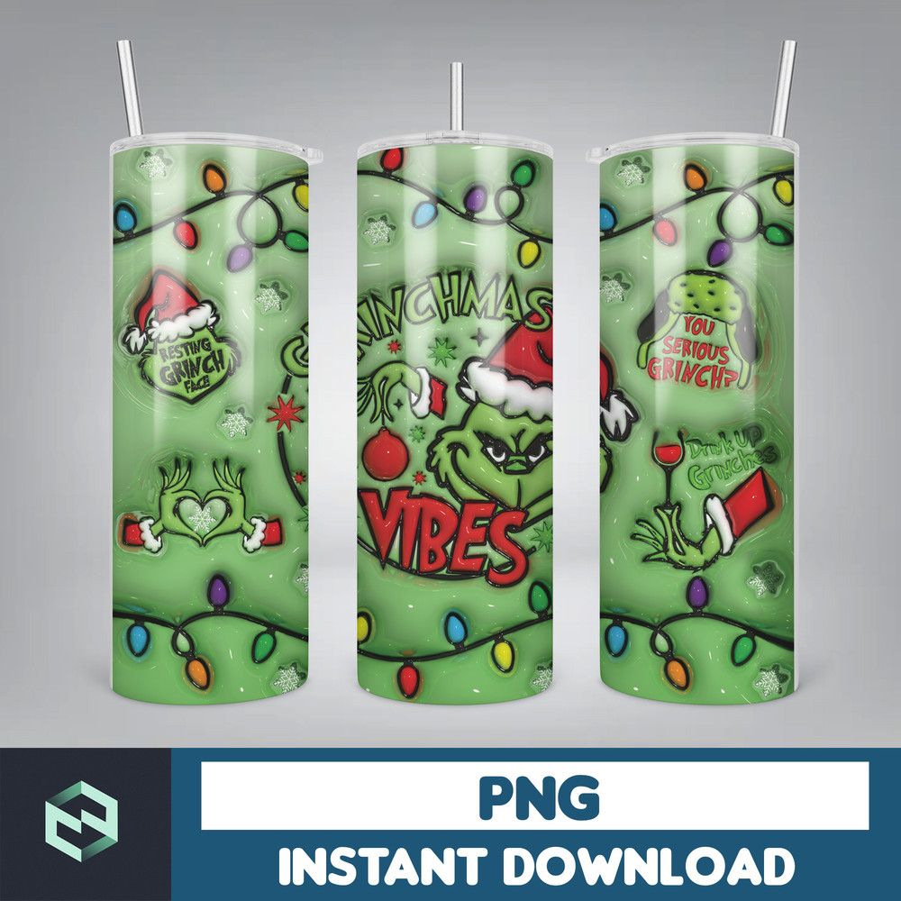 3D Inflated Christmas Tumbler Wrap Design Download PNG, 20 Oz Digital Tumbler Wrap PNG Instant Download (4).jpg