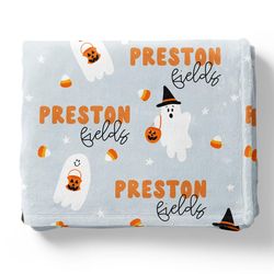 personalized boo blanket for kids, custom name blanket for kids, custom halloween blanket with name, kids name blanket,