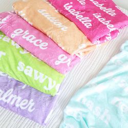 personalized bright neon tone blanket for kids, custom name blanket for kids, custom blanket with name, kids name blanke
