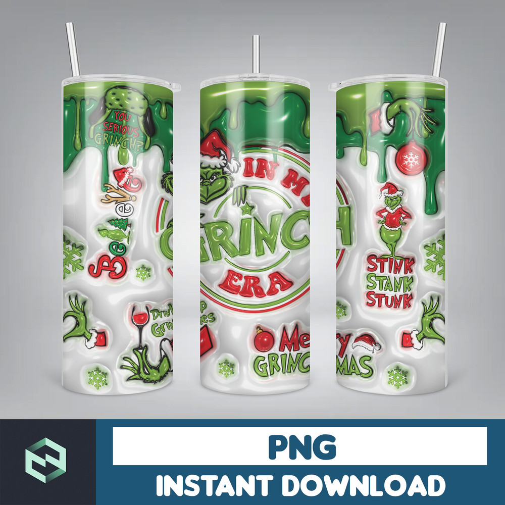 3D Inflated Christmas Tumbler Wrap Design Download PNG, 20 Oz Digital Tumbler Wrap PNG Instant Download (45).jpg