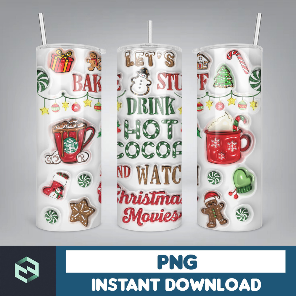 3D Inflated Christmas Tumbler Wrap Design Download PNG, 20 Oz Digital Tumbler Wrap PNG Instant Download (47).jpg