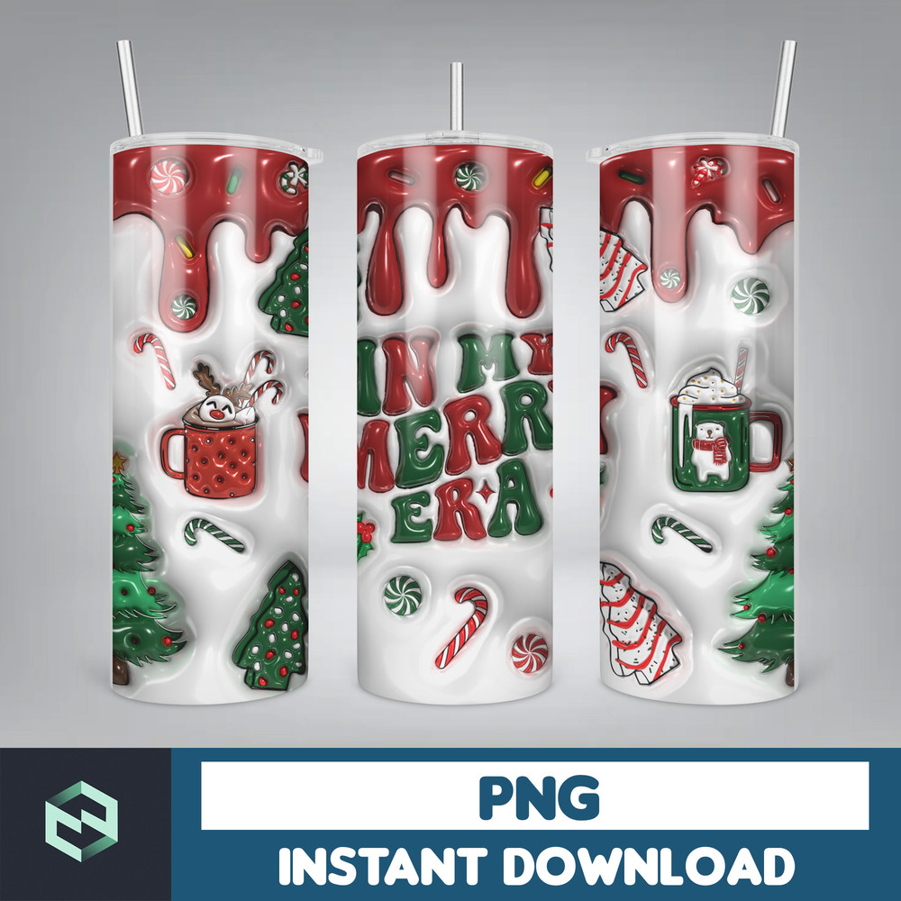 3D Inflated Christmas Tumbler Wrap Design Download PNG, 20 Oz Digital Tumbler Wrap PNG Instant Download (58).jpg