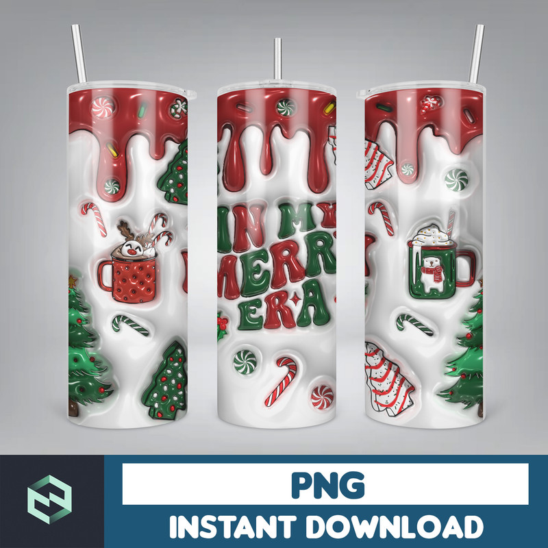 3D Inflated Christmas Tumbler Wrap Design Download PNG, 20 Oz Digital Tumbler Wrap PNG Instant Download (58).jpg