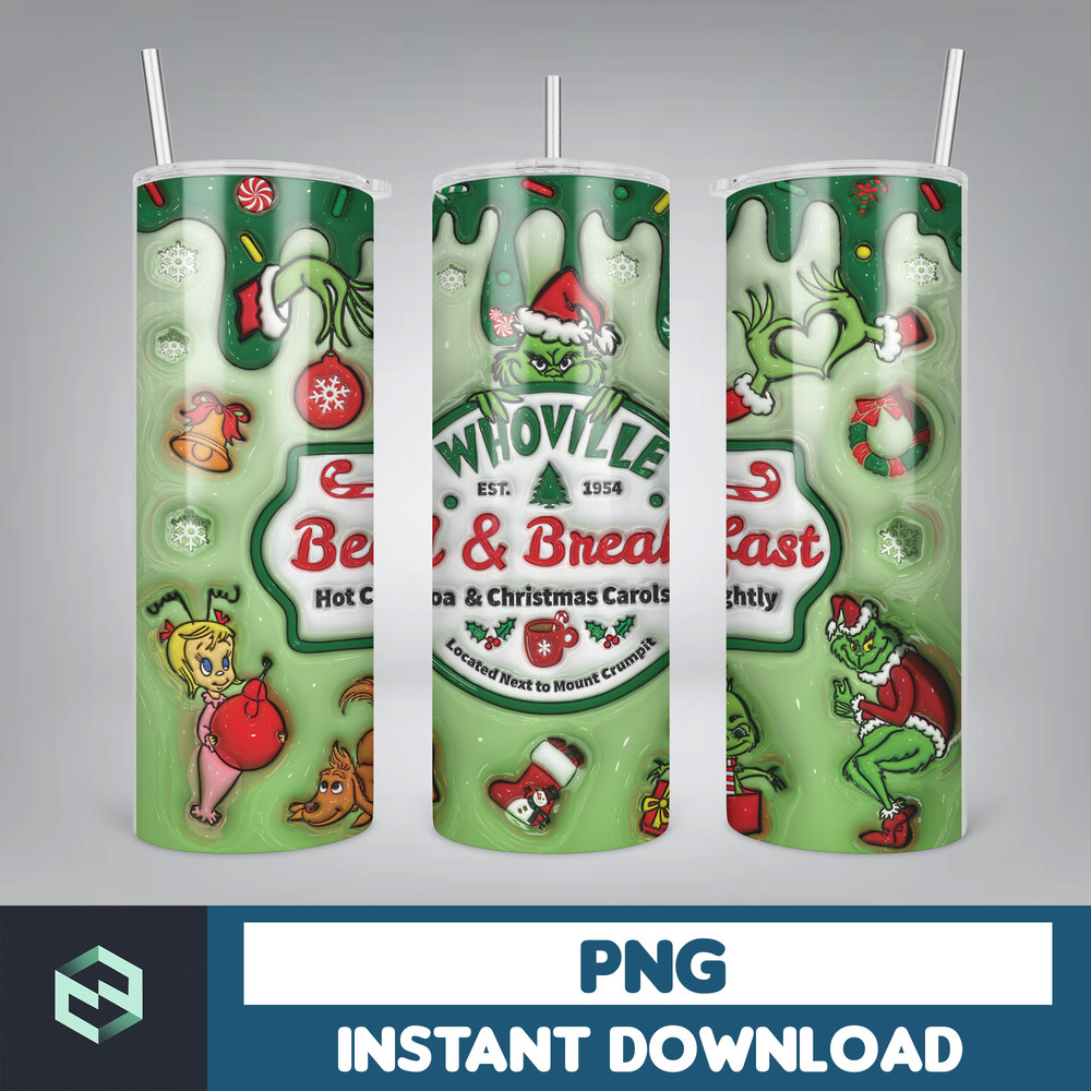 3D Inflated Christmas Tumbler Wrap Design Download PNG, 20 Oz Digital Tumbler Wrap PNG Instant Download (6).jpg