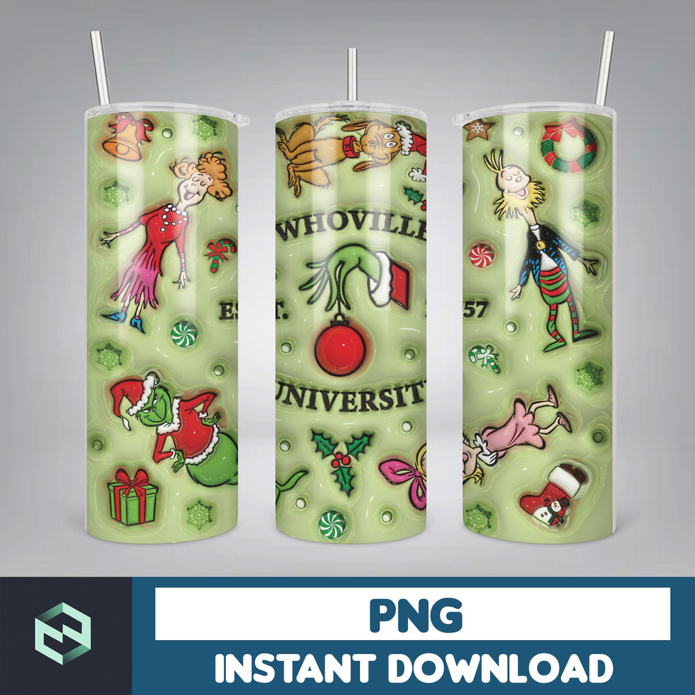 3D Inflated Christmas Tumbler Wrap Design Download PNG, 20 Oz Digital Tumbler Wrap PNG Instant Download (7).jpg