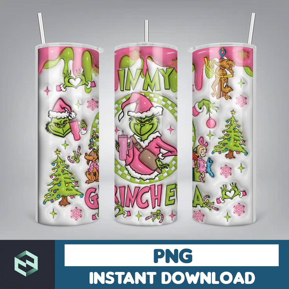 3D Inflated Christmas 20oz Skinny Tumbler, Pink Christmas 3D Puffy Tumbler, Christmas Movies, Stole Christmas 20oz Tumbler Wrap (11).jpg