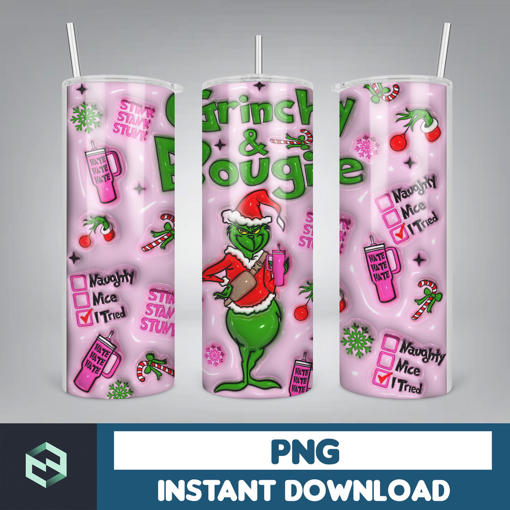 3D Inflated Christmas 20oz Skinny Tumbler, Pink Christmas 3D Puffy Tumbler, Christmas Movies, Stole Christmas 20oz Tumbler Wrap (16).jpg