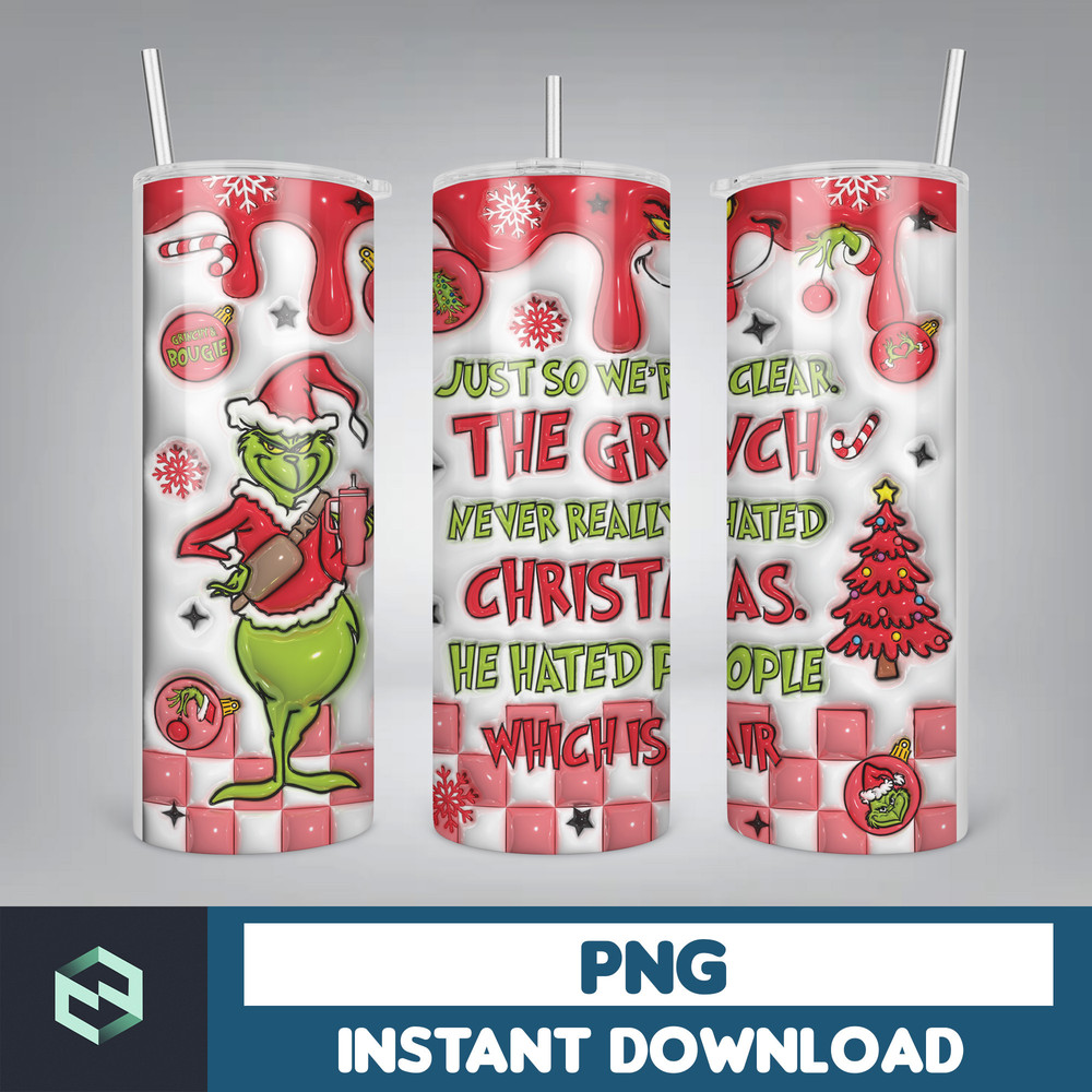 3D Inflated Christmas 20oz Skinny Tumbler, Pink Christmas 3D Puffy Tumbler, Christmas Movies, Stole Christmas 20oz Tumbler Wrap (26).jpg