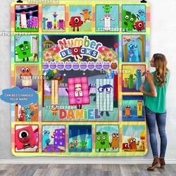 personalized numberblocks quilt blanket numberblocks bedding set, numberblocks christmas gifts birthday gifts for kids-