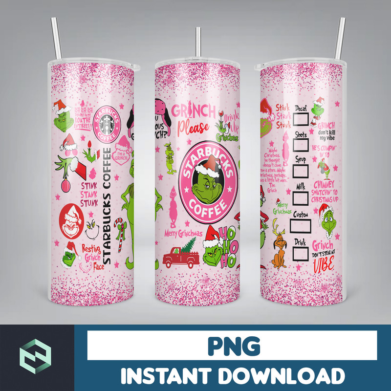 3D Inflated Christmas 20oz Skinny Tumbler, Pink Christmas 3D Puffy Tumbler, Christmas Movies, Stole Christmas 20oz Tumbler Wrap (30).jpg