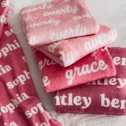 personalized rose tone blanket for kids, custom name blanket for kids, custom blanket with name, kids name blanket, girl