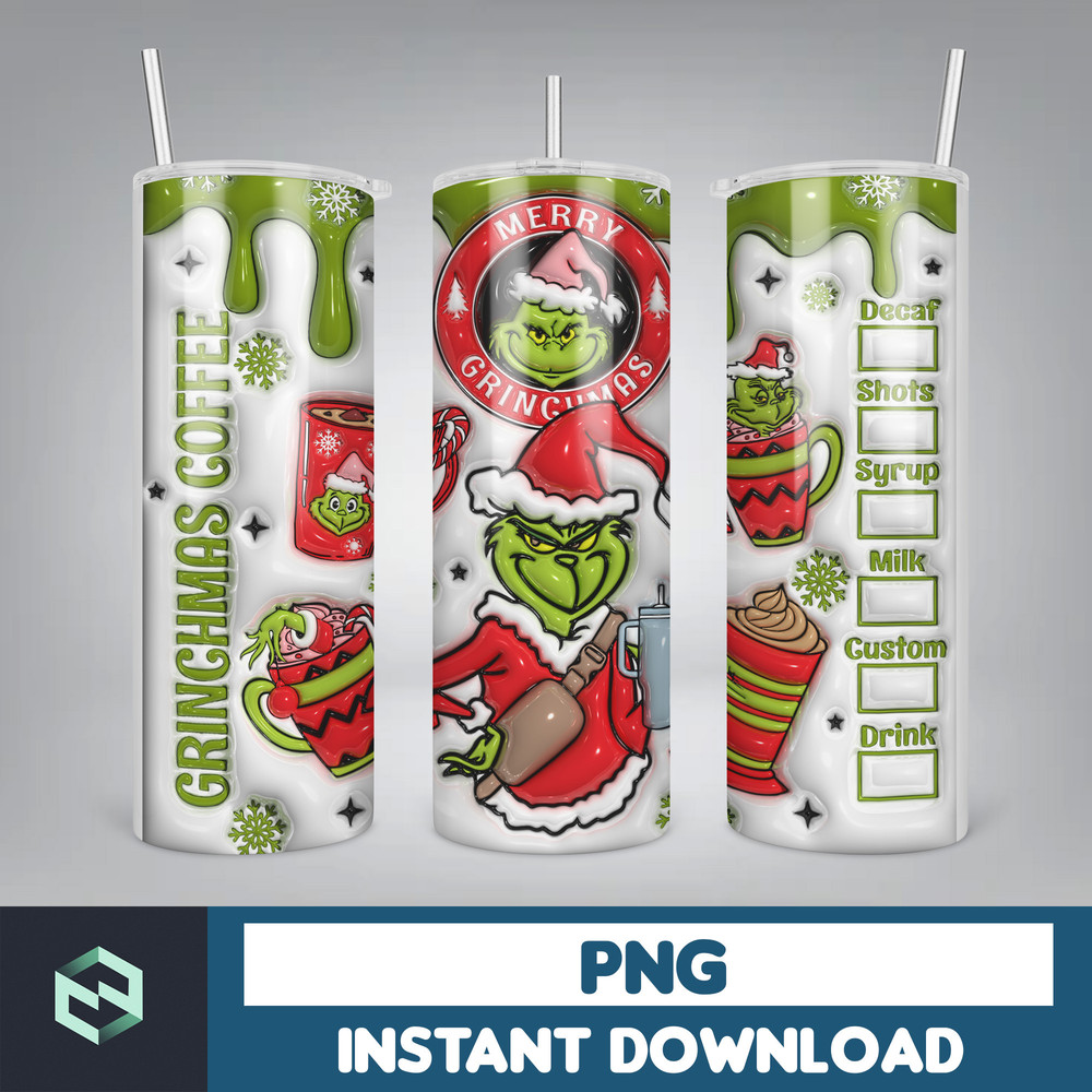 3D Inflated Christmas 20oz Skinny Tumbler, Pink Christmas 3D Puffy Tumbler, Christmas Movies, Stole Christmas 20oz Tumbler Wrap (39).jpg