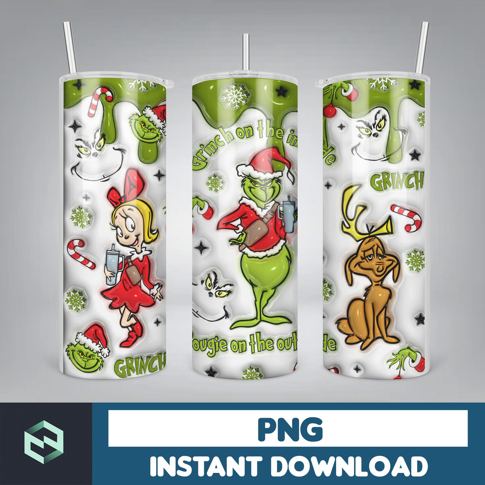3D Inflated Christmas 20oz Skinny Tumbler, Pink Christmas 3D Puffy Tumbler, Christmas Movies, Stole Christmas 20oz Tumbler Wrap (41).jpg