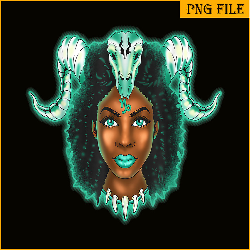 CPB28102347-Capricorn Zodiac PNG Black Girl PNG Magic Astrology Melanin PNG.png