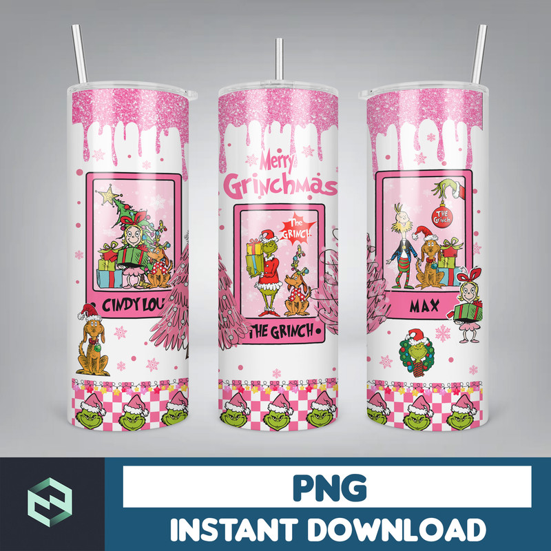 3D Inflated Christmas 20oz Skinny Tumbler, Pink Christmas 3D Puffy Tumbler, Christmas Movies, Stole Christmas 20oz Tumbler Wrap (48).jpg