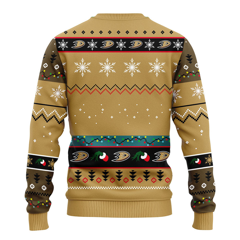 NHL Anaheim Ducks 12 Grinch Ugly Hoodie 3D Zip Hoodie 3D Ugly Christmas Sweater 3D Fleece Hoodie