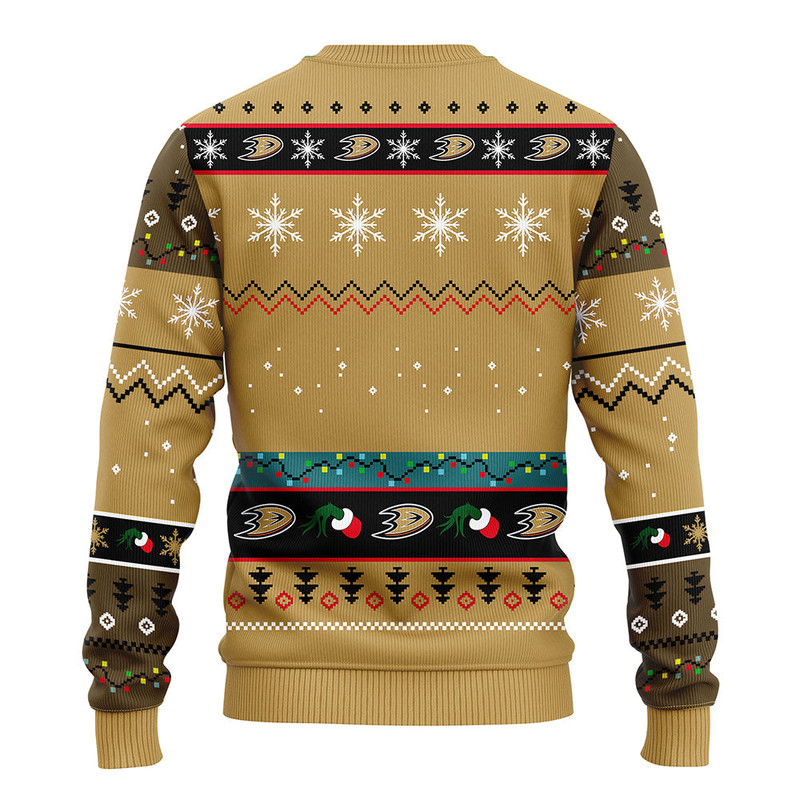 NHL Anaheim Ducks 12 Grinch Ugly Hoodie 3D Zip Hoodie 3D Ugly Christmas Sweater 3D Fleece Hoodie