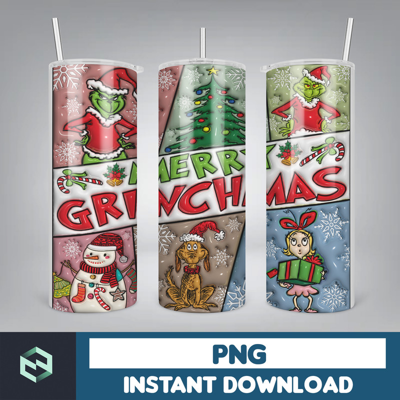 3D Inflated Christmas 20oz Skinny Tumbler, Pink Christmas 3D Puffy Tumbler, Christmas Movies, Stole Christmas 20oz Tumbler Wrap (5).jpg