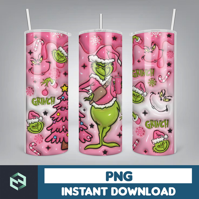 3D Inflated Christmas 20oz Skinny Tumbler, Pink Christmas 3D Puffy Tumbler, Christmas Movies, Stole Christmas 20oz Tumbler Wrap (51).jpg