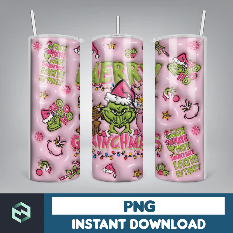 3D Inflated Christmas 20oz Skinny Tumbler, Pink Christmas 3D Puffy Tumbler, Christmas Movies, Stole Christmas 20oz Tumbler Wrap (55).jpg
