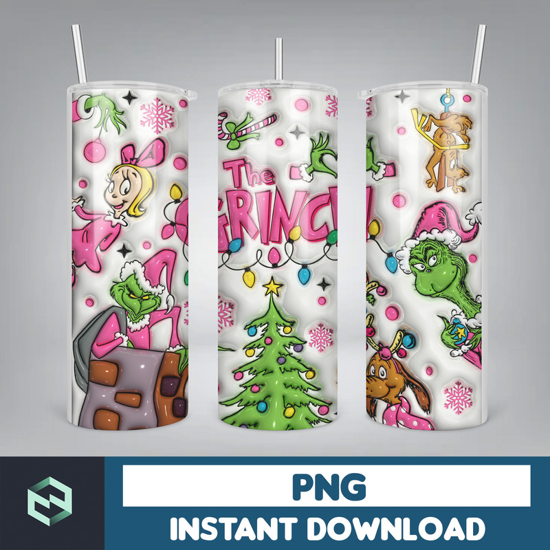 3D Inflated Christmas 20oz Skinny Tumbler, Pink Christmas 3D Puffy Tumbler, Christmas Movies, Stole Christmas 20oz Tumbler Wrap (58).jpg