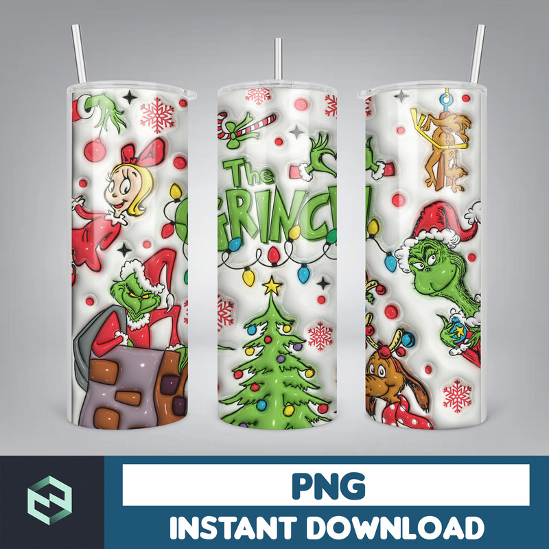 3D Inflated Christmas 20oz Skinny Tumbler, Pink Christmas 3D Puffy Tumbler, Christmas Movies, Stole Christmas 20oz Tumbler Wrap (60).jpg
