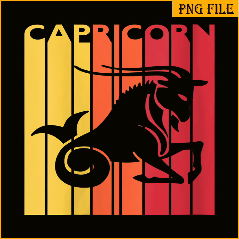CPB28102383-Retro Capricorn PNG Zodiac Sign PNG December January Birthday Gift PNG.png