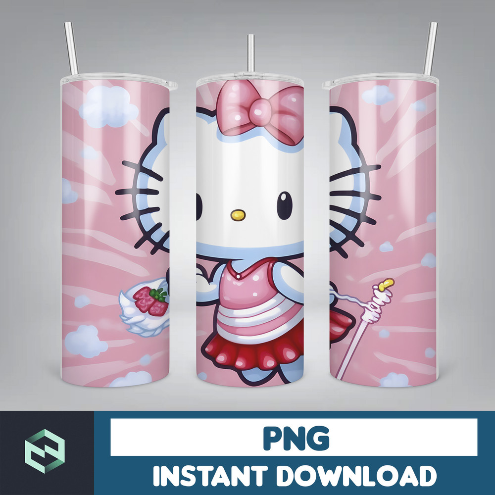 Kitty Coffee Tumbler, Cartoon Tumbler, Tumbler Wrap, Spring Flower Pink Cat PNG, 20oz Straight Skinny Wrap, Full Tumbler Wrap (15).jpg