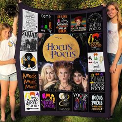 hocus pocus fleece blanket, mink sherpa blanket, hocus pocus blanket, halloween blanket, three witch blanket.jpg