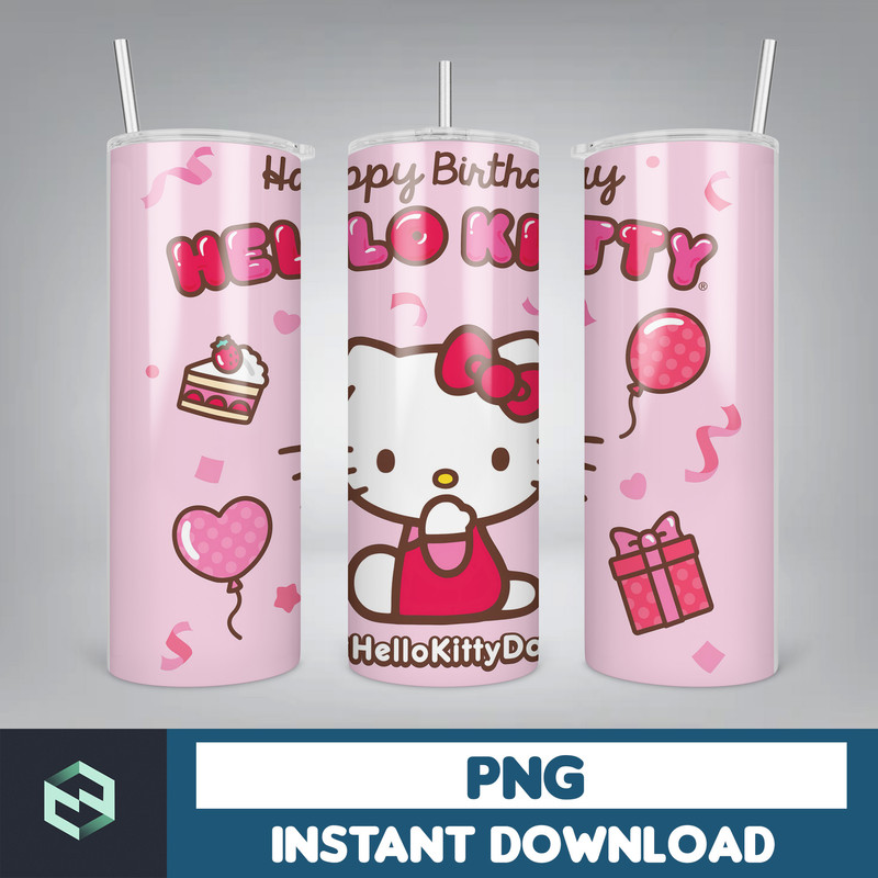 Kitty Coffee Tumbler, Cartoon Tumbler, Tumbler Wrap, Spring Flower Pink Cat PNG, 20oz Straight Skinny Wrap, Full Tumbler Wrap (30).jpg