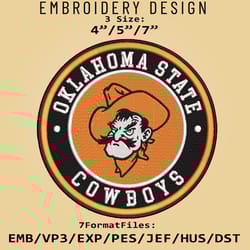 ncaa logo oklahoma state cowboys, embroidery design, embroidery files, ncaa oklahoma state, machine embroidery pattern