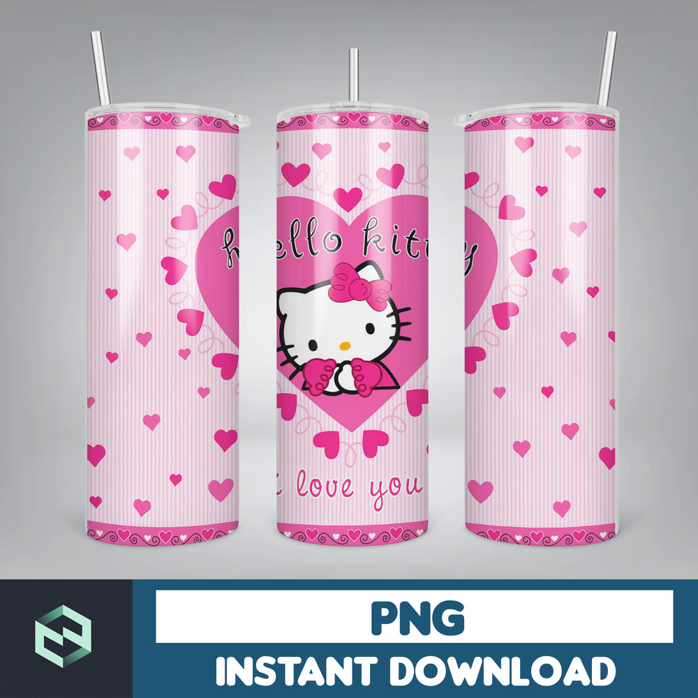 Kitty Coffee Tumbler, Cartoon Tumbler, Tumbler Wrap, Spring Flower Pink Cat PNG, 20oz Straight Skinny Wrap, Full Tumbler Wrap (31).jpg